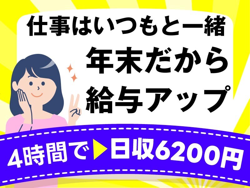 年末だから報酬UP【4時間働いて＊日収6200円】ラクラク荷物の仕分けのおしごと イメージ1