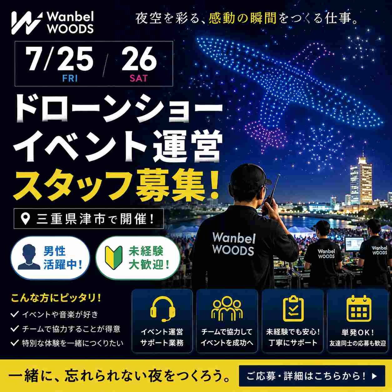 【7/25(土)26(日)限定】花火大会でドローンショー運営のお手伝い イメージ1