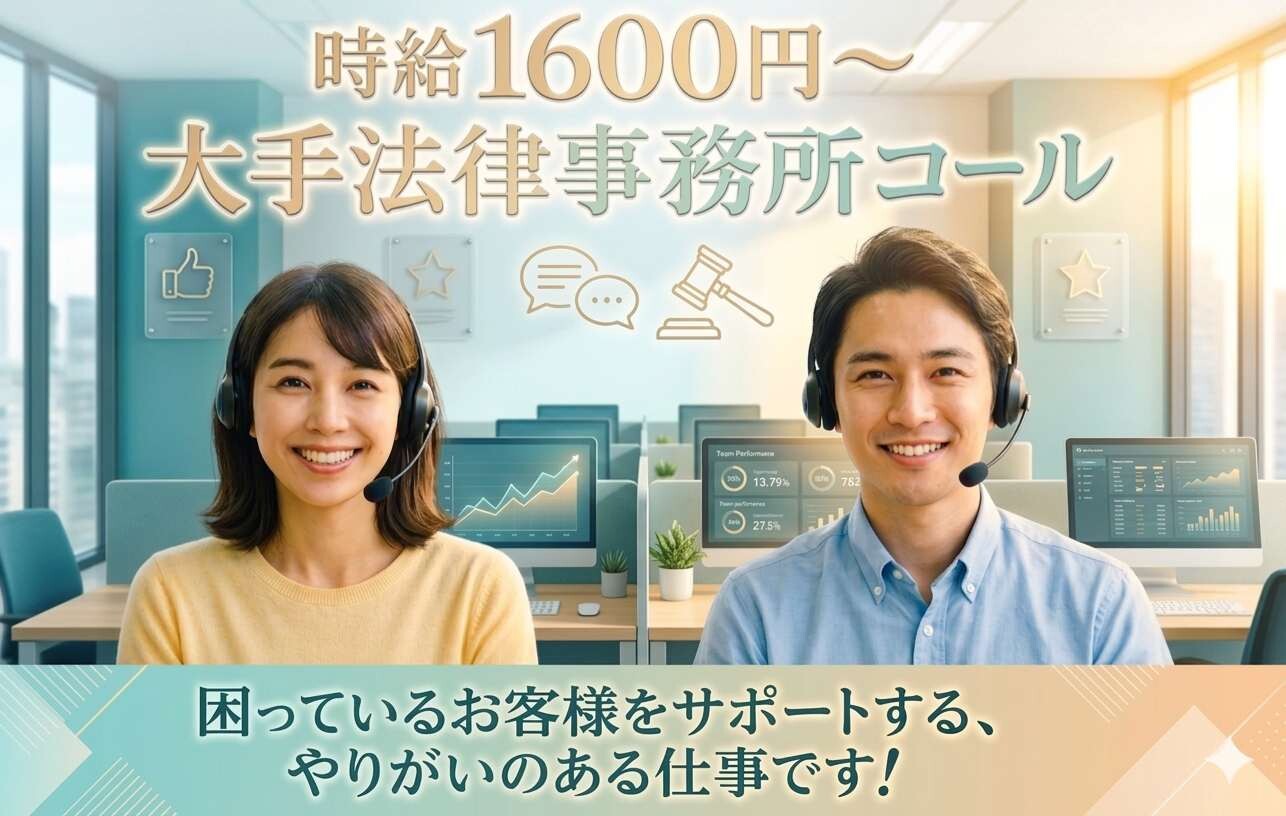 40～50代活躍中！柔軟シフト＊法律事務所で支払確認の電話対応 イメージ1