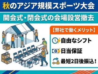 ≪⭐競技大会の開会式と閉会式❗設営撤去⭐≫WEB登録・友達と勤務OK・未経験OK イメージ1