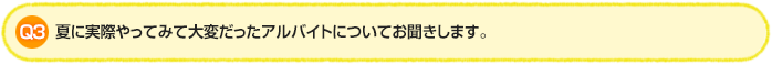 Q3.夏に実際やってみて大変だったアルバイトについてお聞きします。