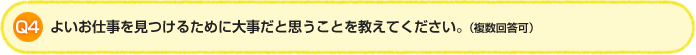 Q4.よいお仕事を見つけるために大事だと思うことを教えてください。（複数回答可）