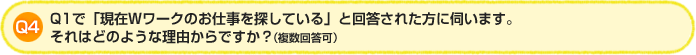Q4.Q1で「現在Wワークのお仕事を探している」と回答された方に伺います。それはどのような理由からですか?(複数回答可)