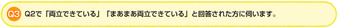 Q3. Q2で「両立できている」「まあまあ両立できている」と回答された方に伺います。