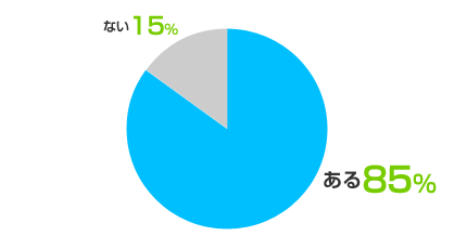 ある：85%、ない：15%
