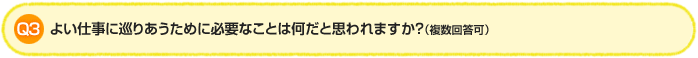 Q3.よい仕事に巡りあうために必要なことは何だと思われますか？（複数回答可）