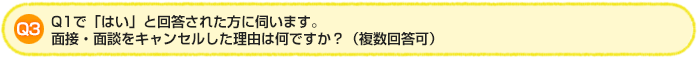 Q3.Q1で「はい」と回答された方に伺います。面接・面談をキャンセルした理由は何ですか?(複数回答可)