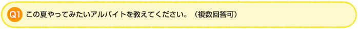 Q1.この夏やってみたいアルバイトを教えてください。（複数回答可）